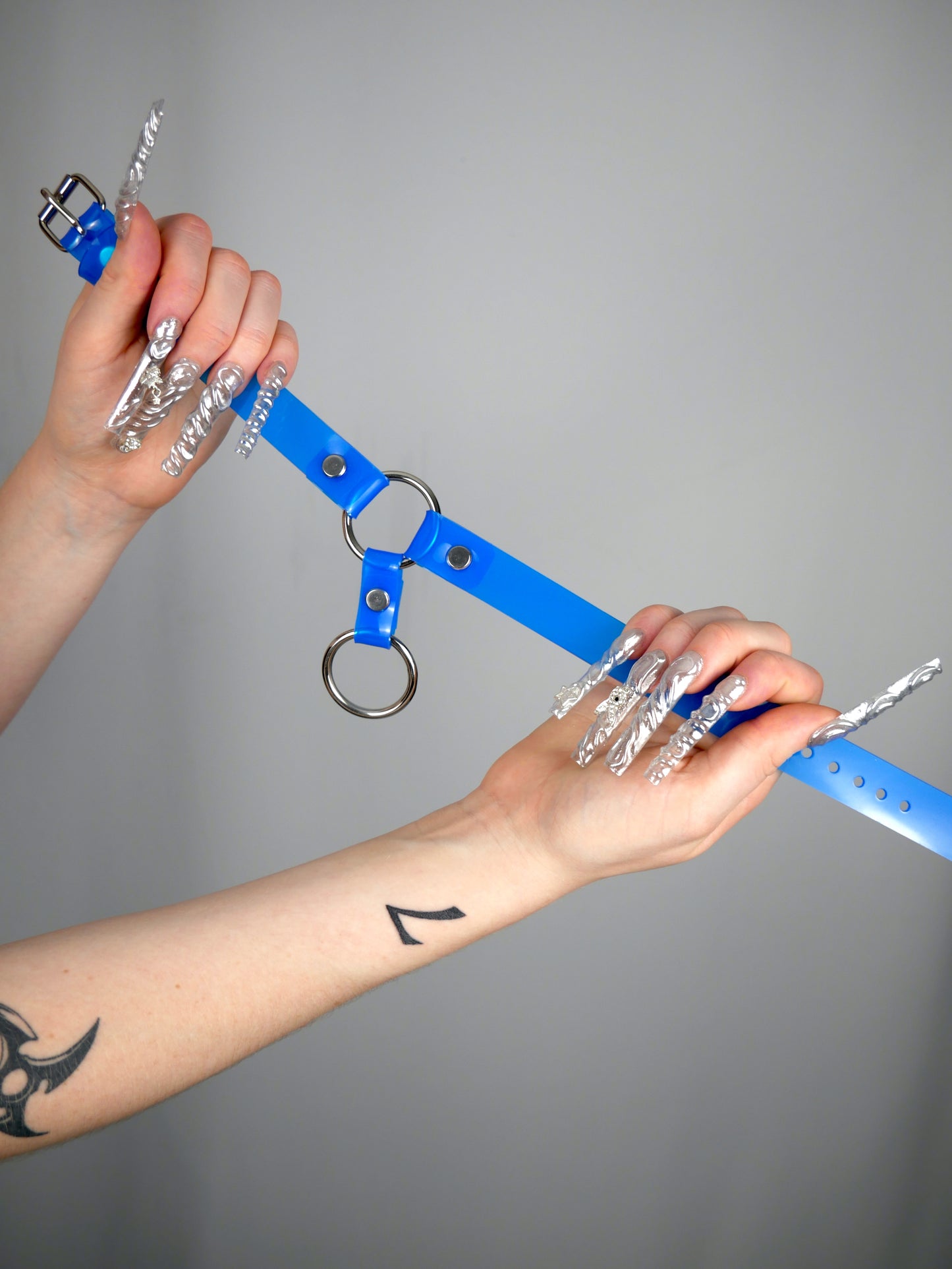blauwe 2 ring choker