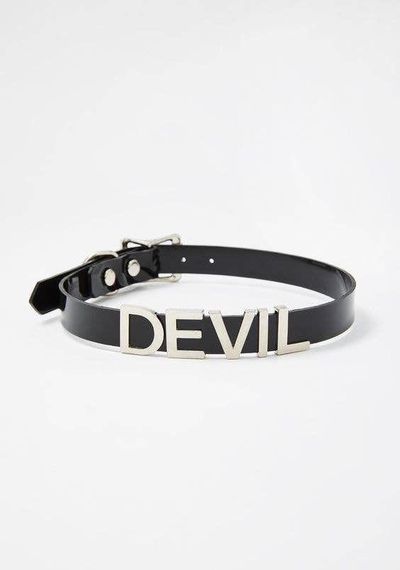 Funk Plus - Leren naam choker - Zwart