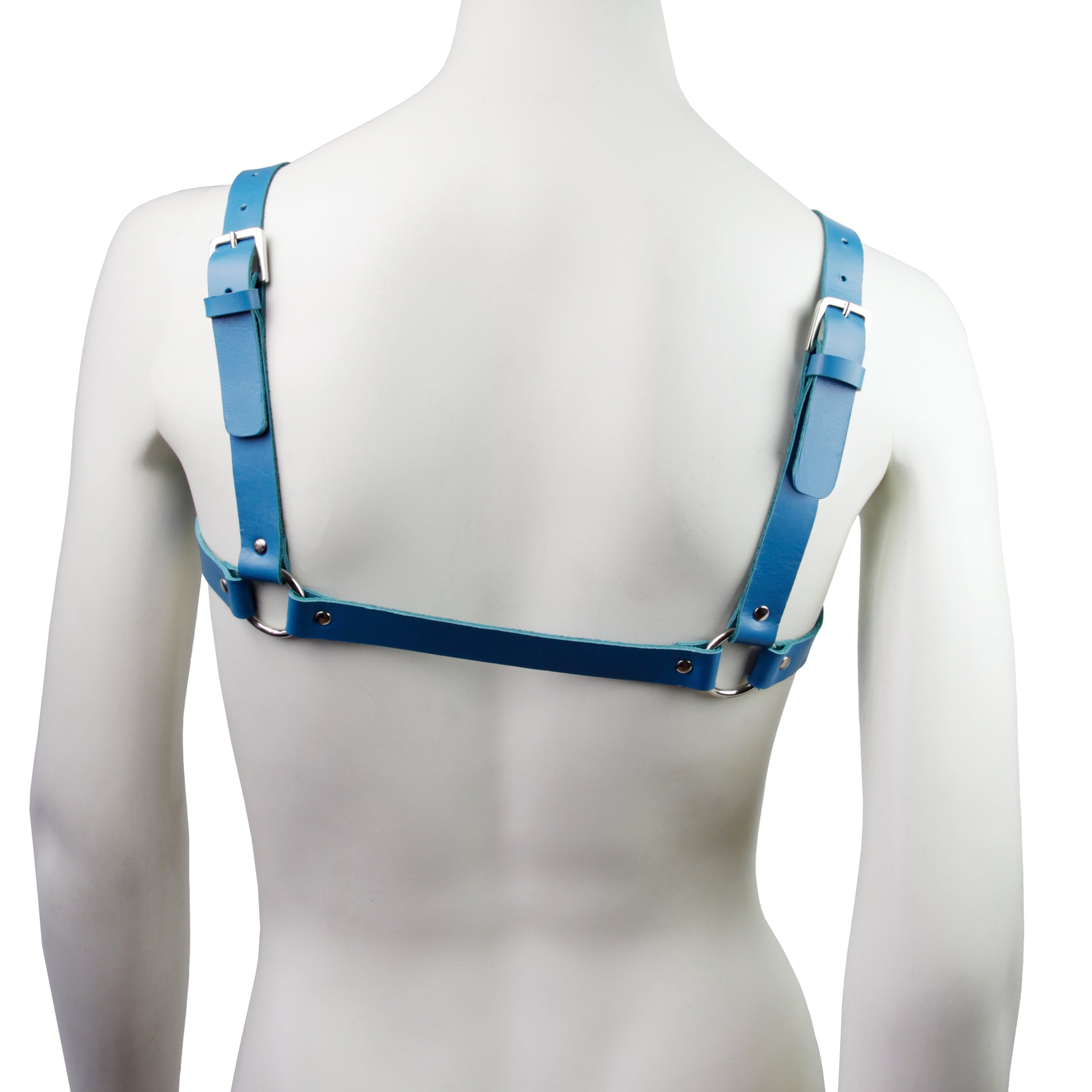 achterkant blauwe leren borstharnas, ravewear