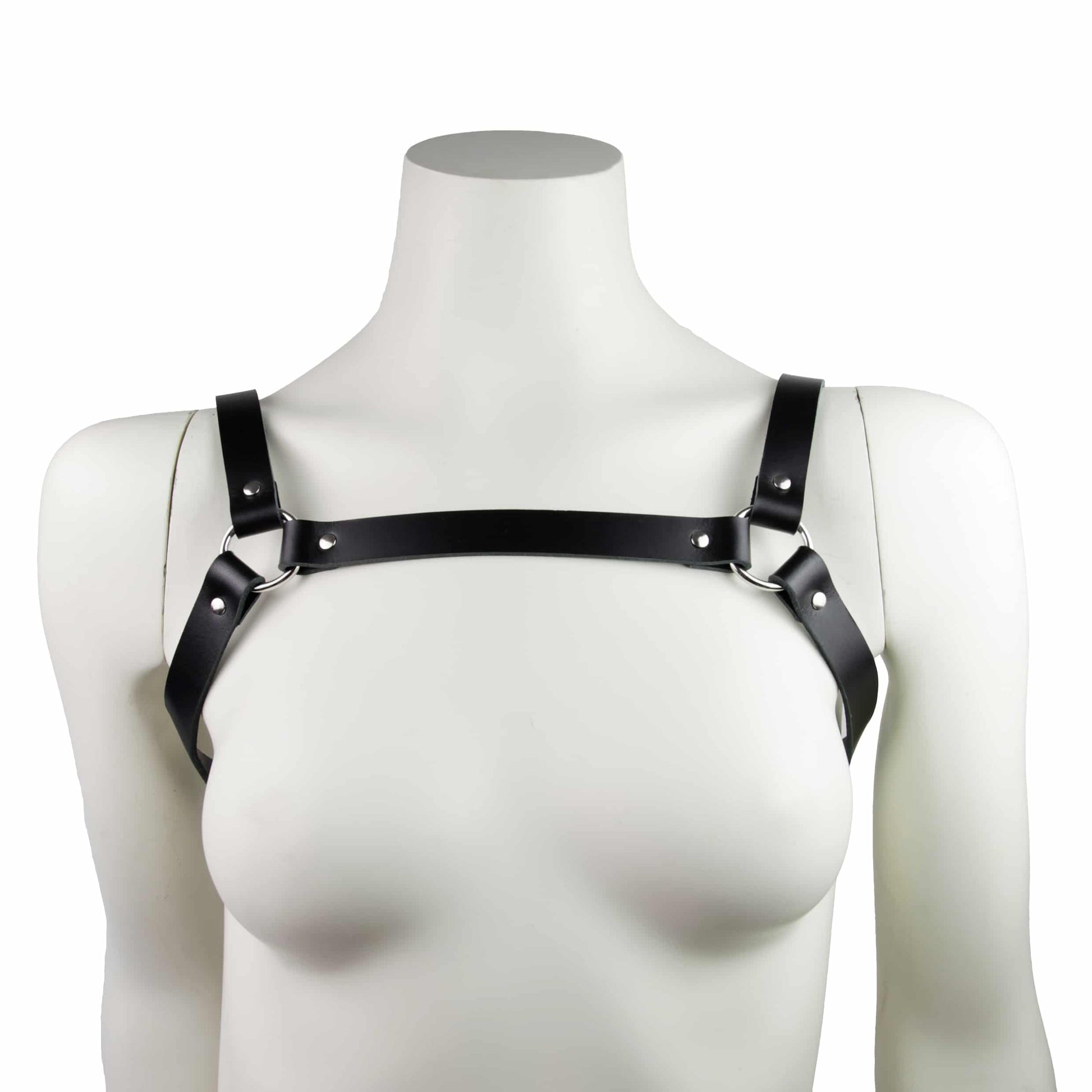 vorkant zwart leren borst harnas, ravewear