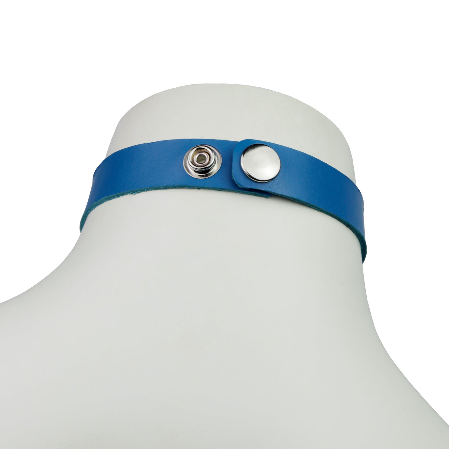 achterkant blauwe leren choker, ravewear