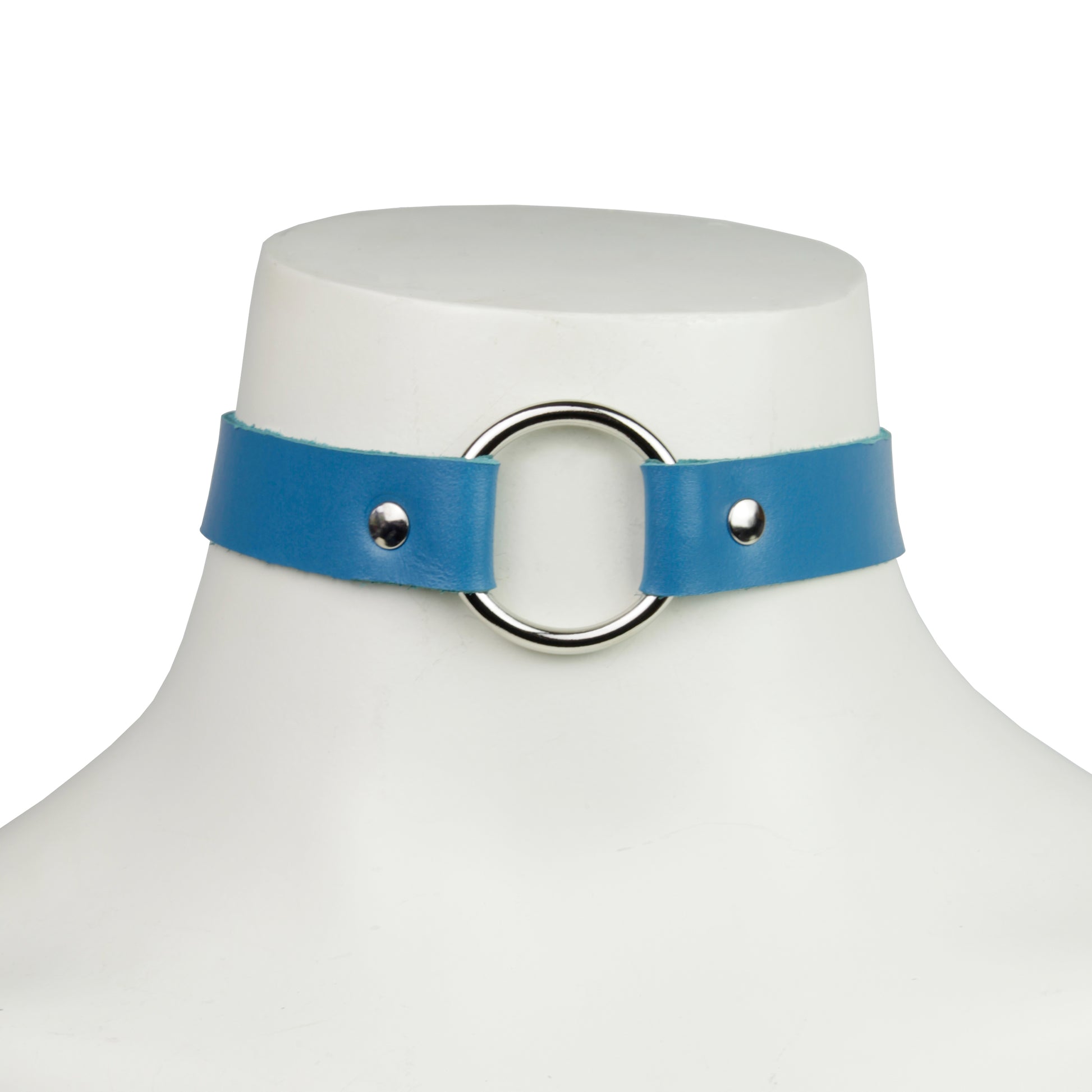 blauwe leren choker, ravewear