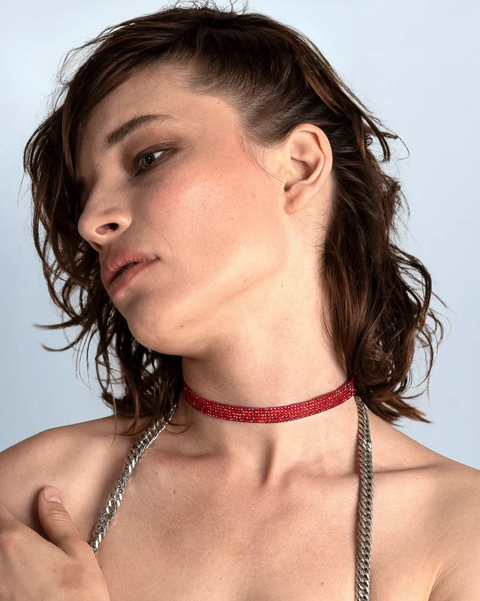 rode kristallen fijne choker