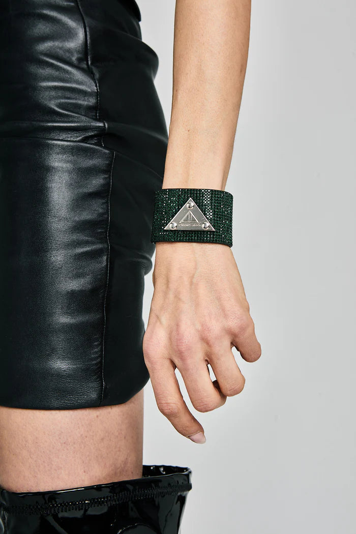 Lorand Lajos - Cuff chrystal logo - Groen