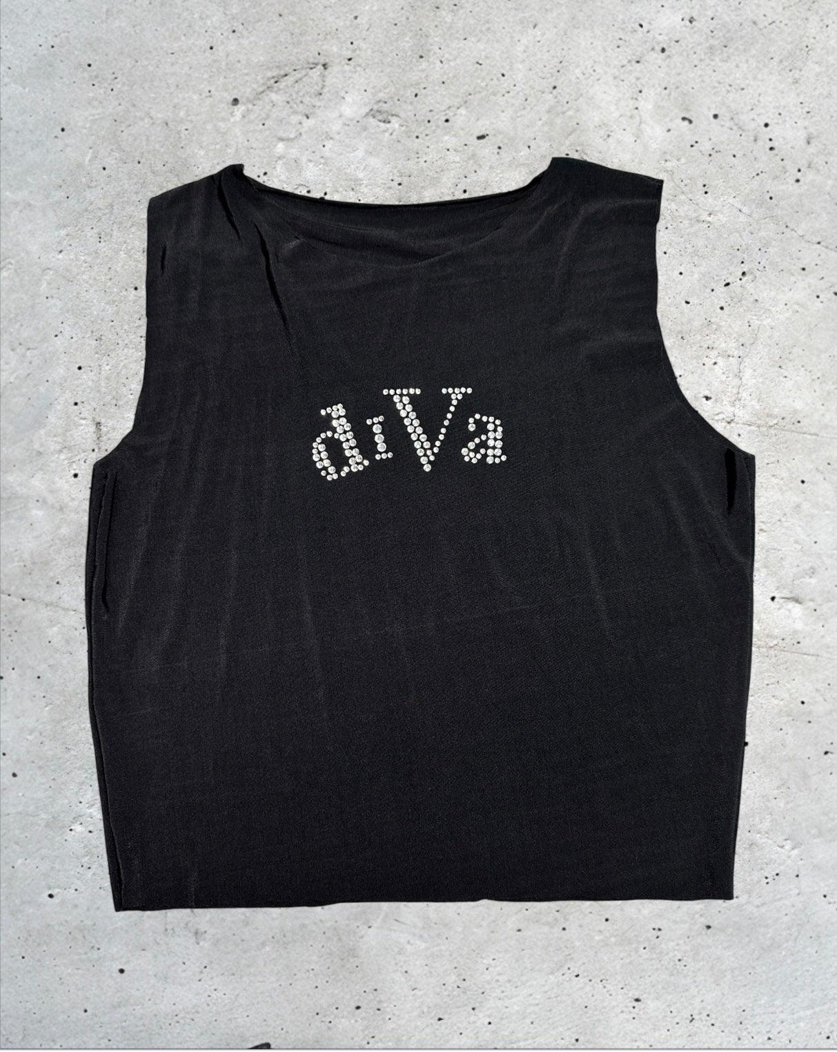 FAC SHOP - "Diva Extra Top" - Strass tank top - Zwart