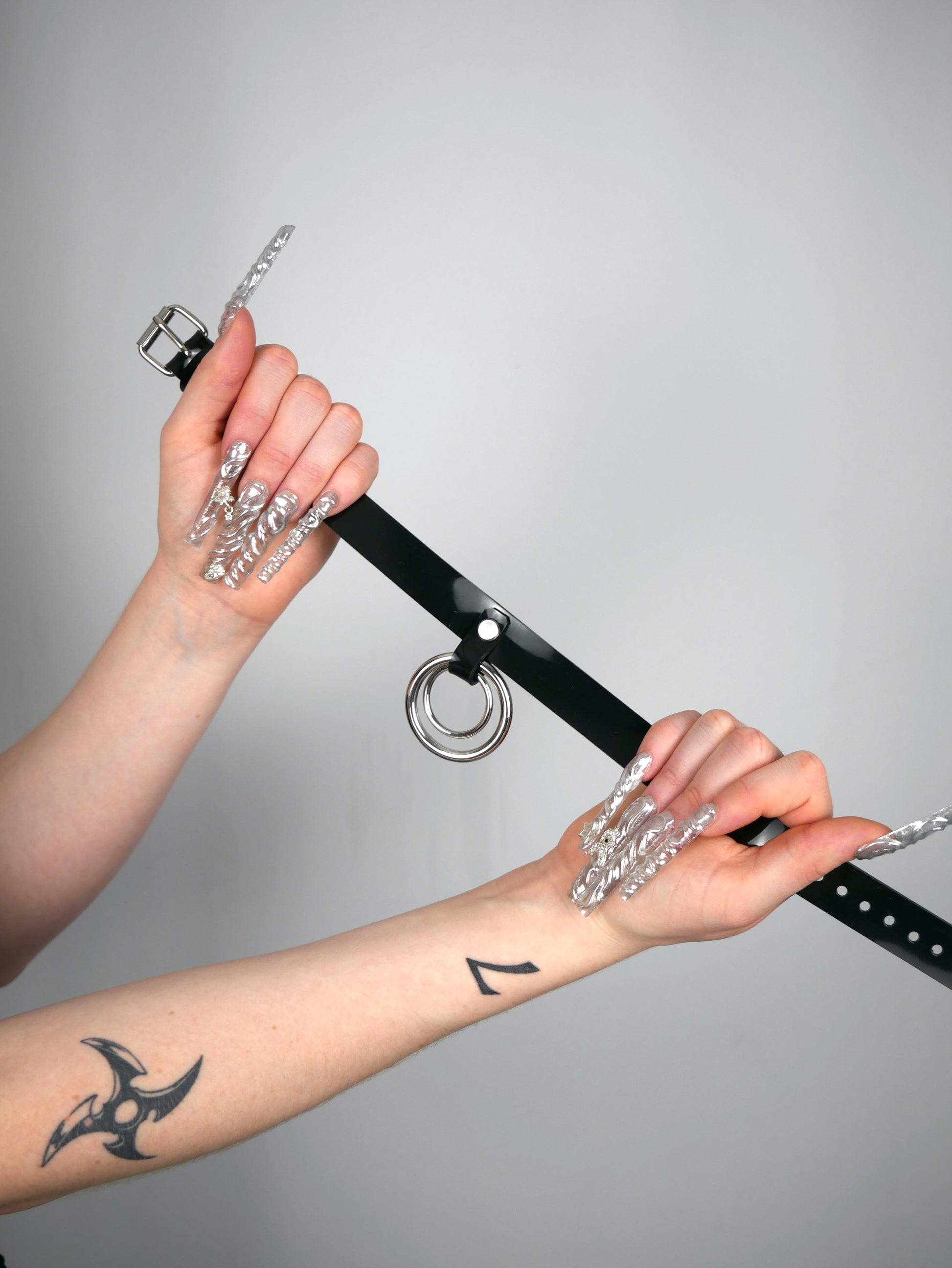 double o ring choker zwart