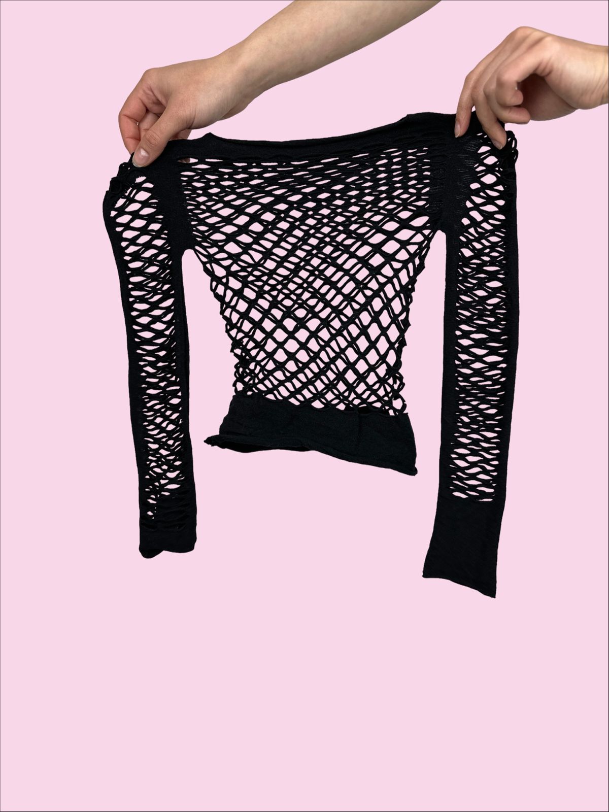 fishnet top met lange mouwen