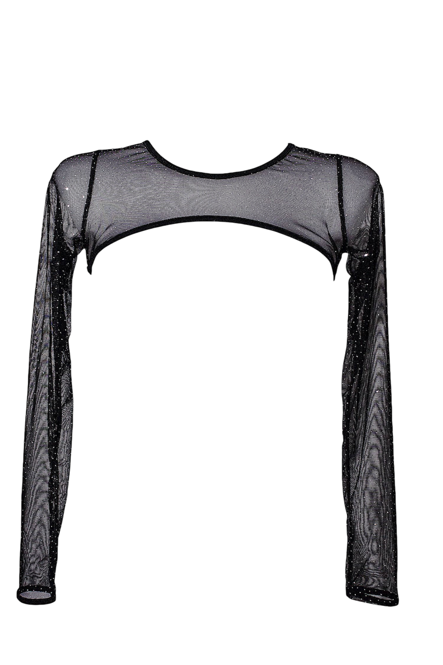 Exes Lingerie Super mesh crop top glitter Black FAC SHOP