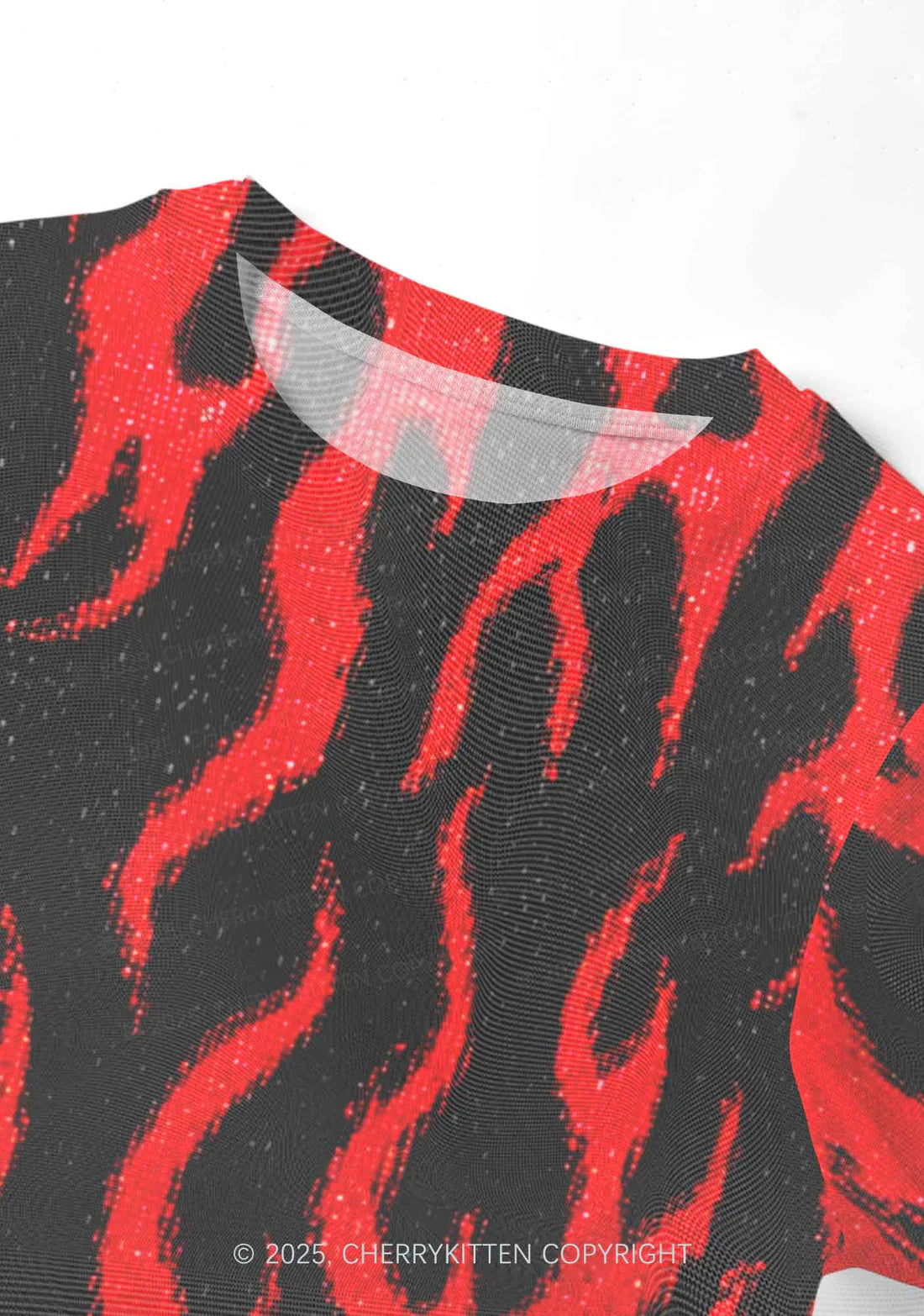 glitter vlammen mesh crop top 2