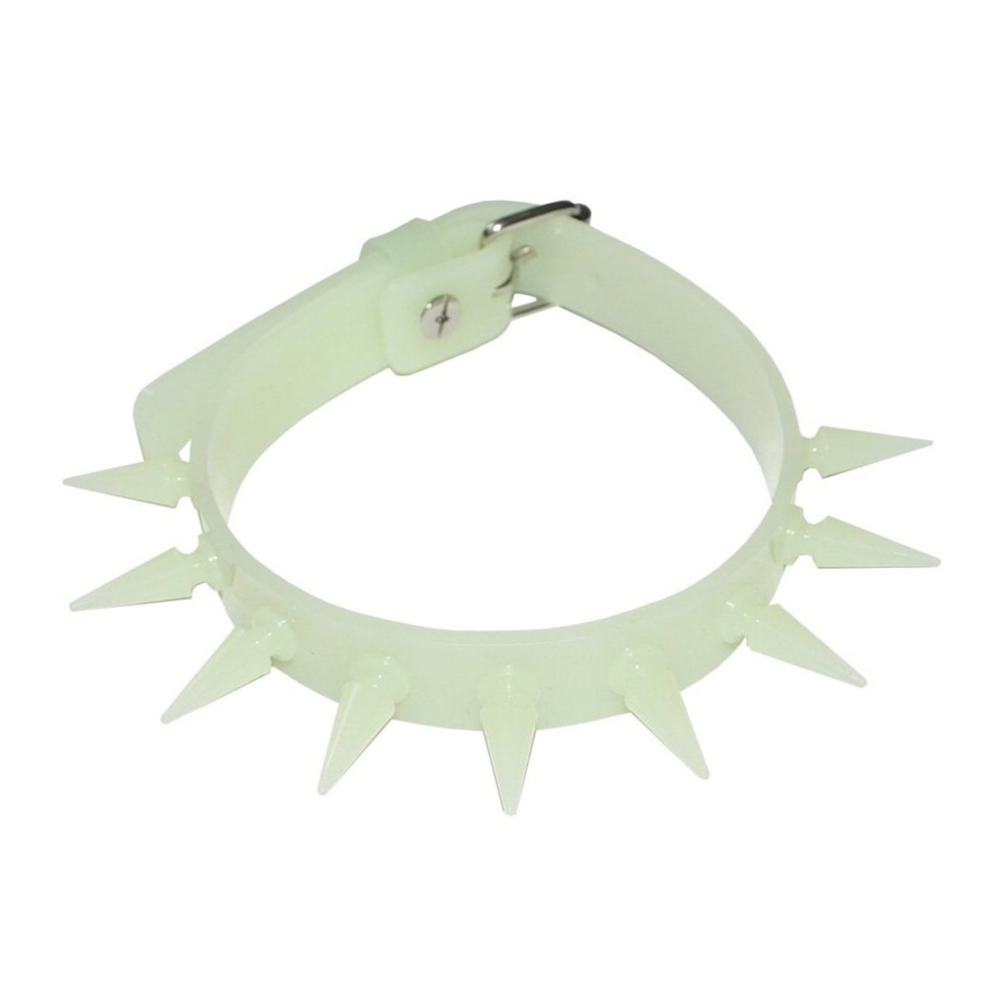 lichtgroene choker met spikes van Lui Trash, rave outfit
