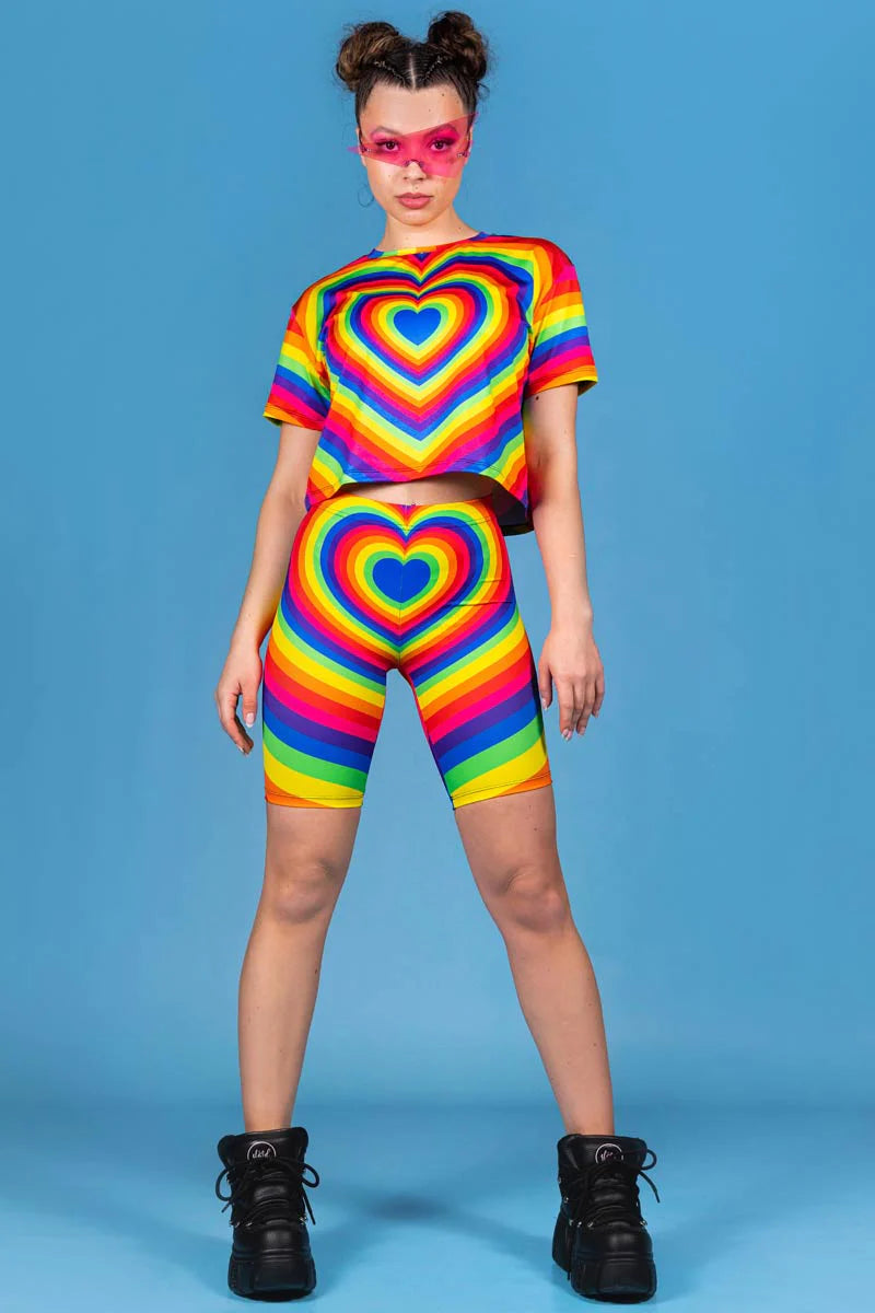 Devil Walking - Heartbreaker biker shorts - Regenboog