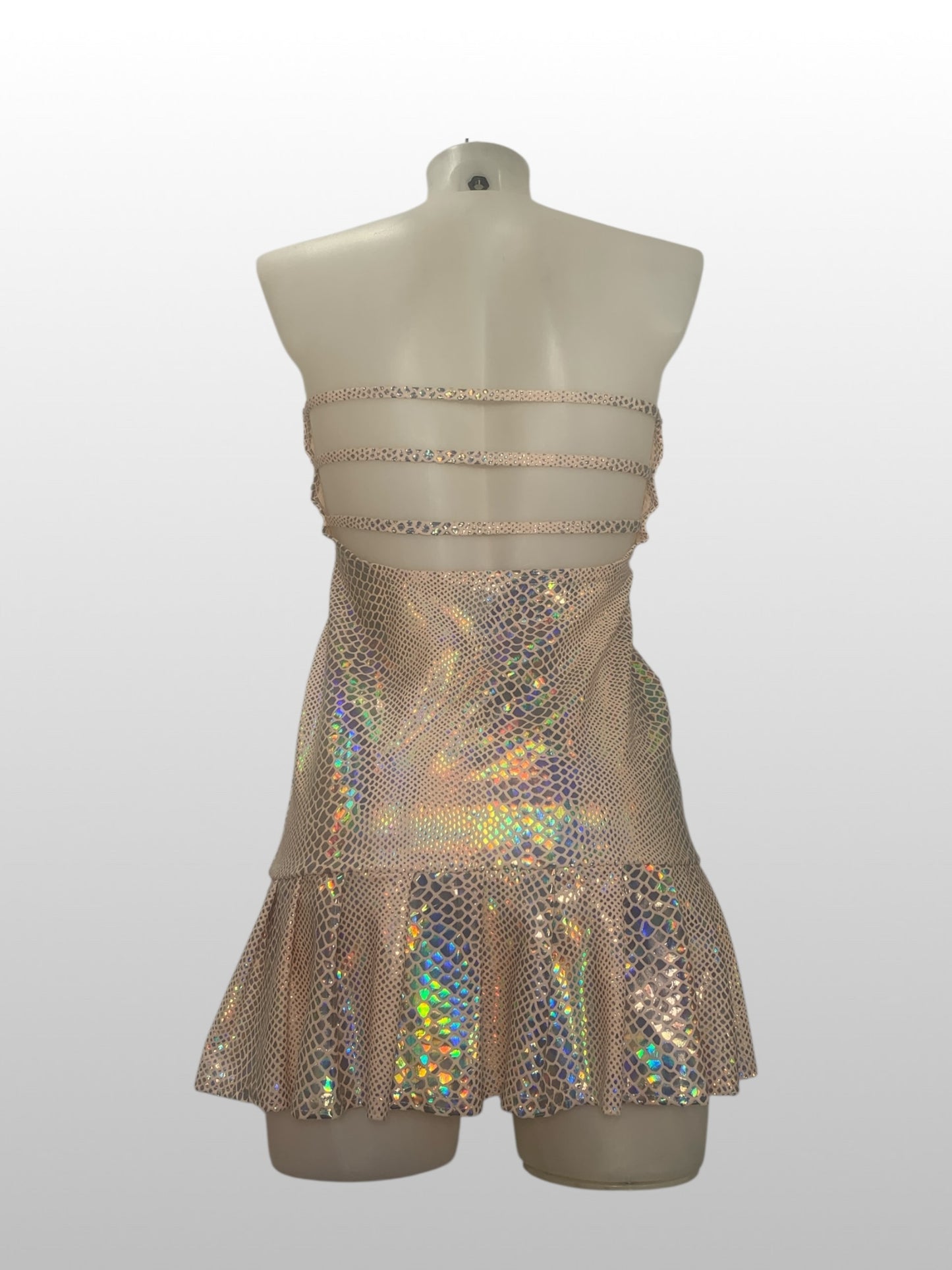 Angry Dollz - Slangenprint tube mini jurk - Champagne kleur