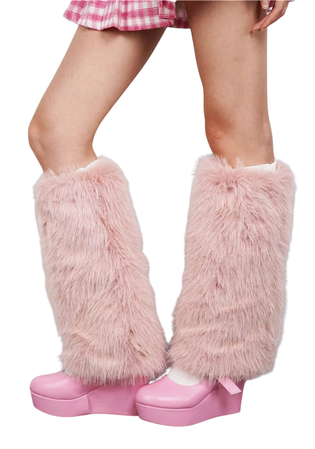 benen met roze beenwarmers en roze schoenen