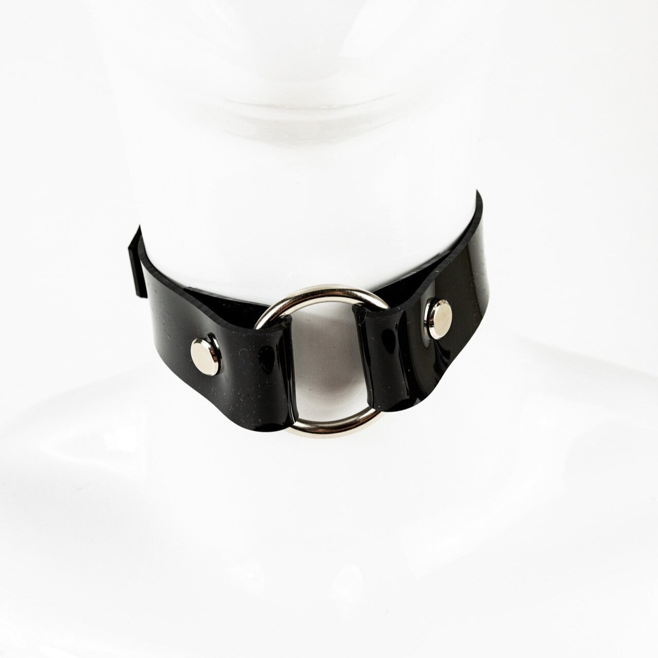 zwarte silliconen choker met 1 ring, rave outfit