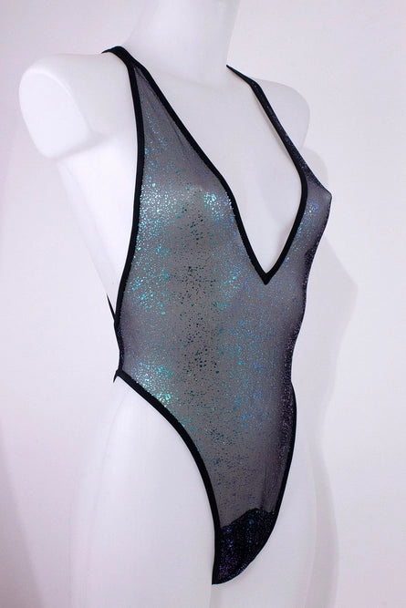 shimmering mesh bodysuit