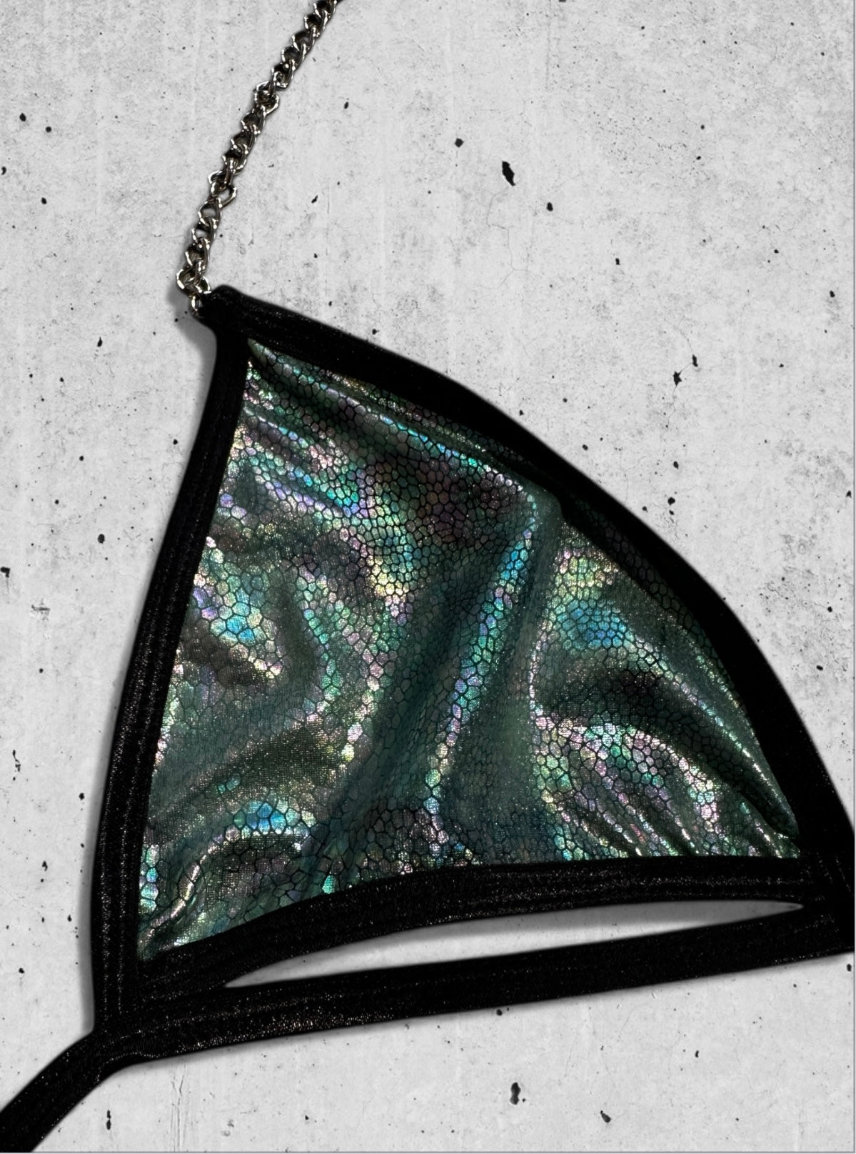 groene holografische slangenprint bikini met underboob