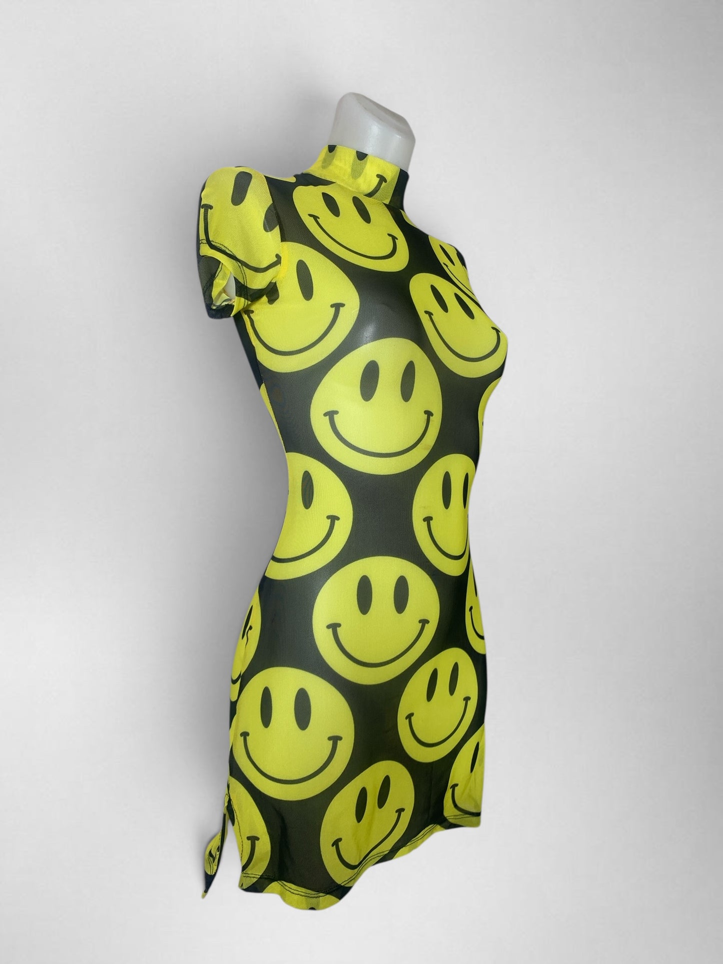 Kalu Ibiza - Acid smiley dress - Black and yellow