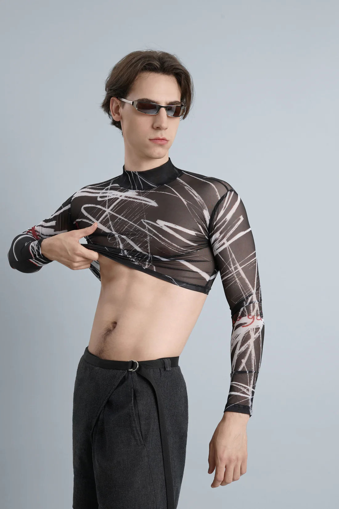 Glück - Tattoo mesh top - Donkergrijs