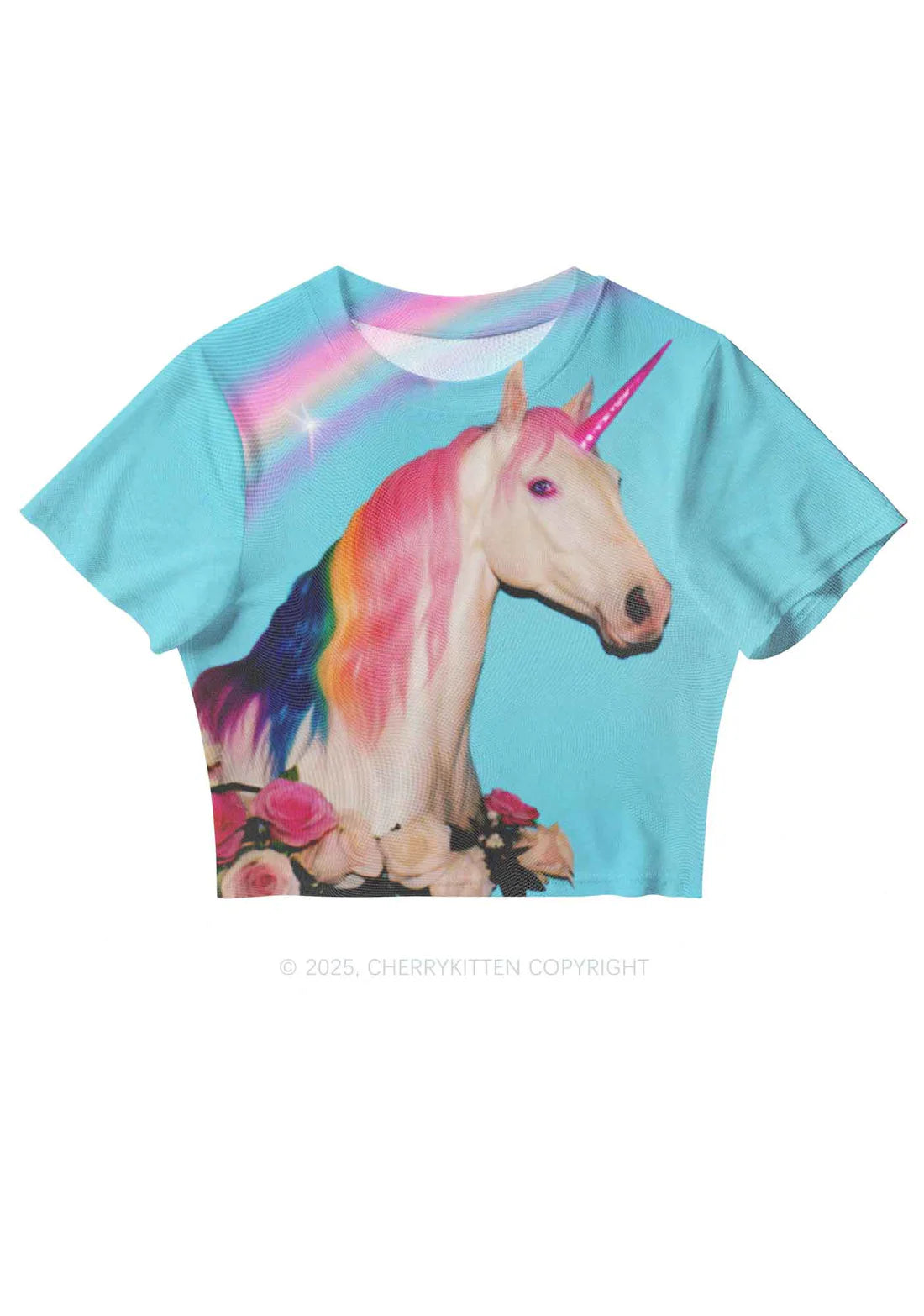 Cherry Kitten - Unicorn mesh crop top
