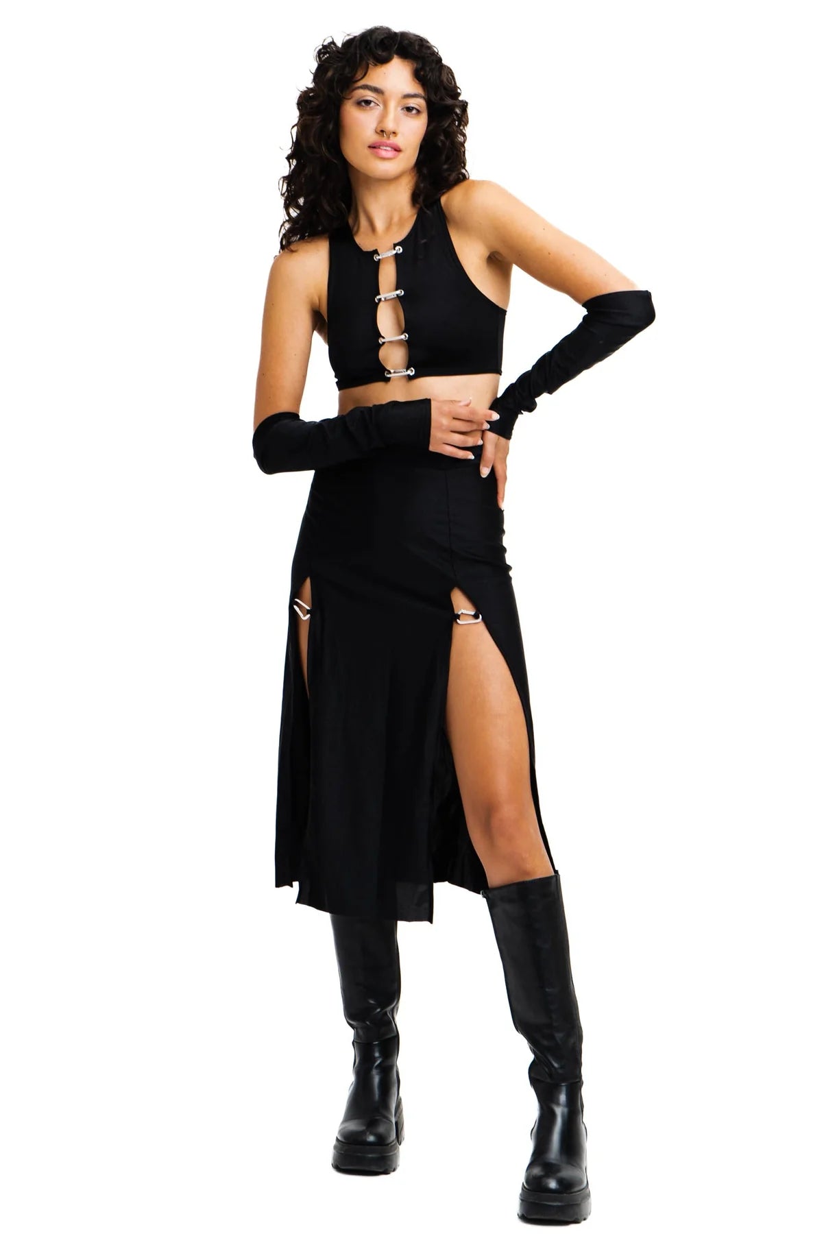 zwarte rok met karbijnen, ravewear