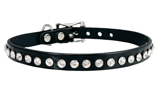 zwarte lak choker met rhinestones
