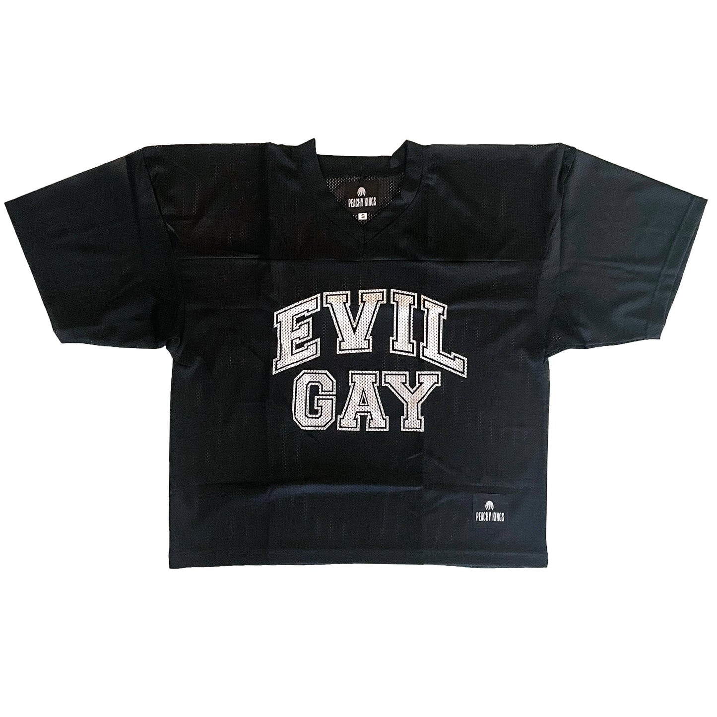Peachy Kings - "EVIL GAY" Mesh Football Jersey - Zwart en wit