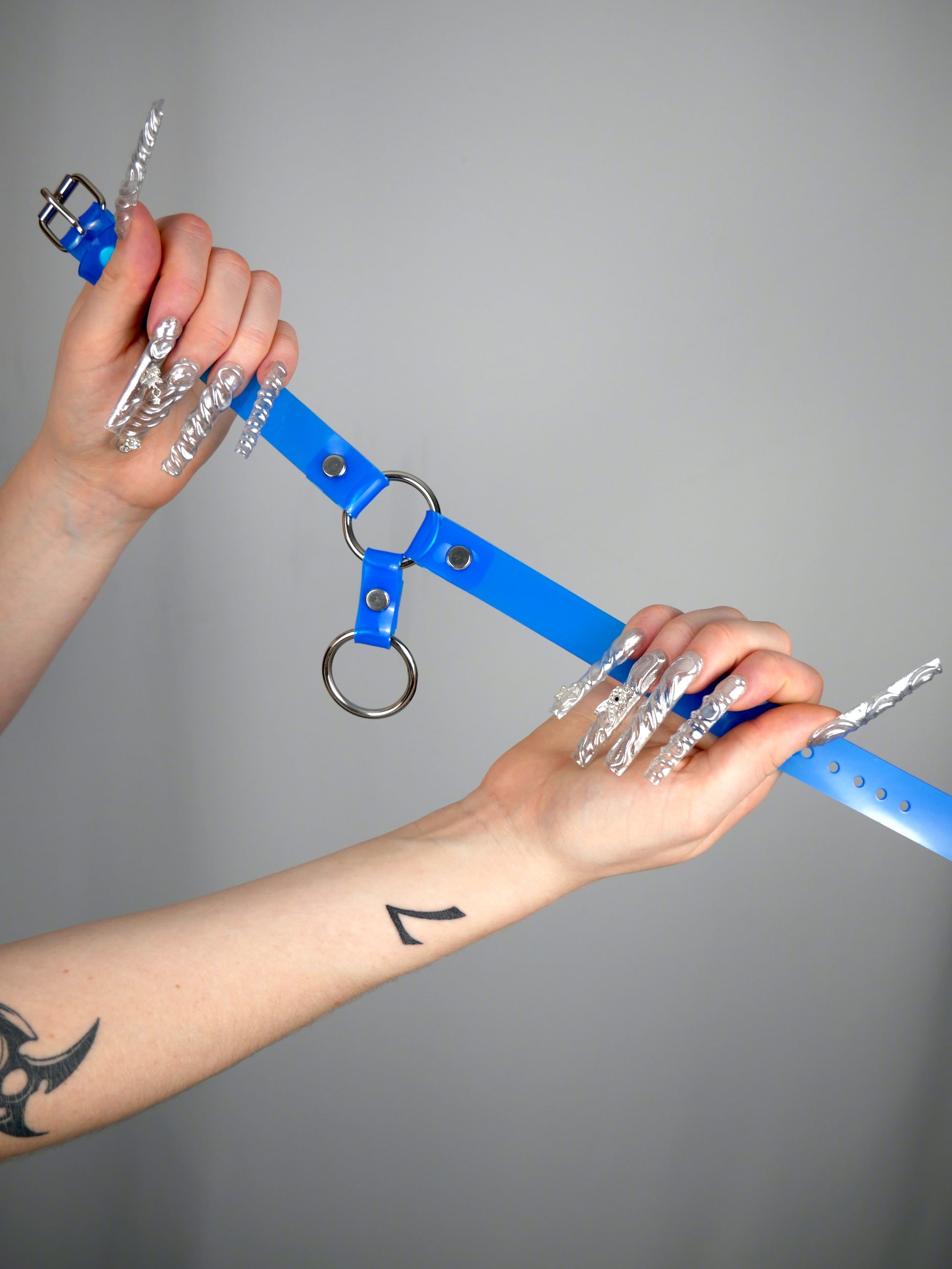 blauwe 2 ring choker