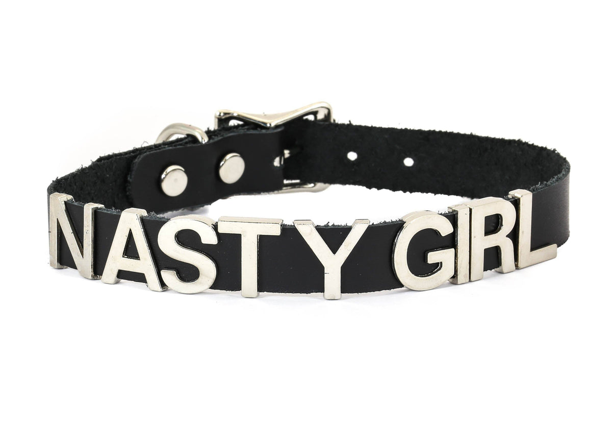 Funk Plus - Leren naam choker - Zwart
