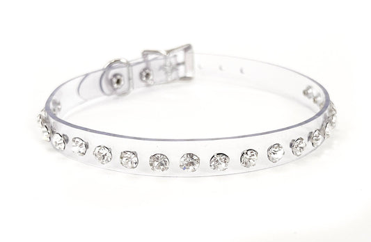 Funk Plus - Transparante vinyl choker met rhinestones - Verkrijgbaar in lichtroze en aurora