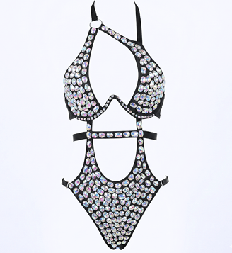 Neva Nude - Light A Spark Rhinestone Embellished Bodysuit