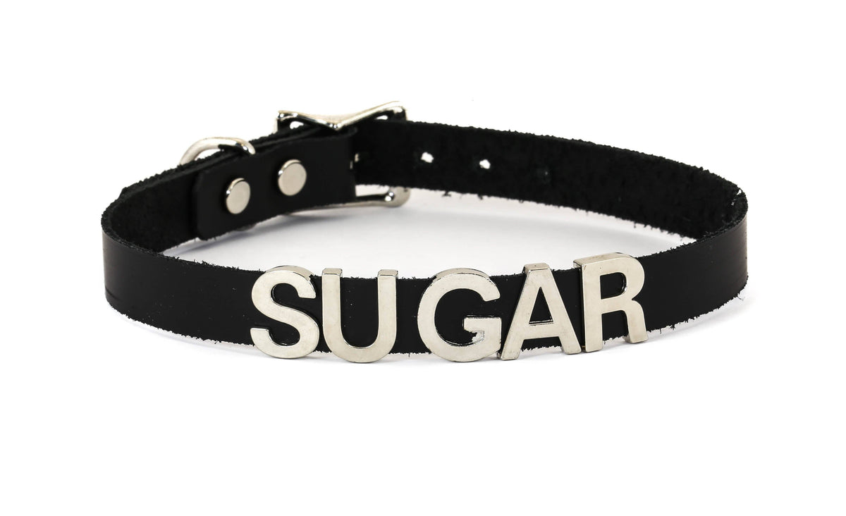 Funk Plus - Leren naam choker - Zwart