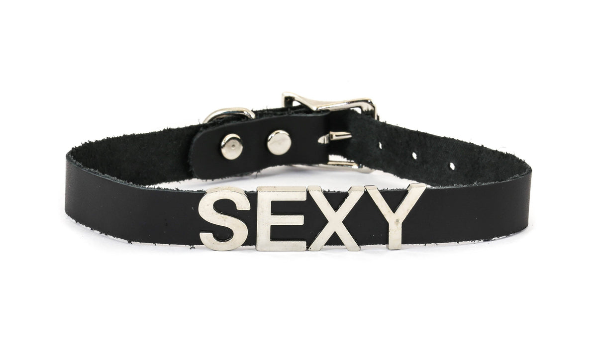 Funk Plus - Leren naam choker - Zwart