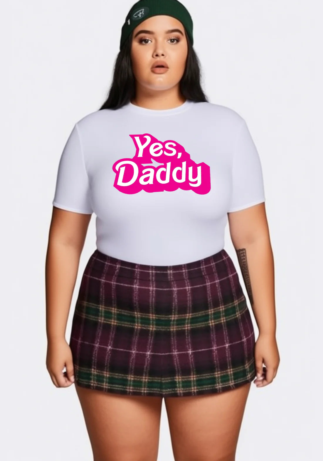 Cherry Kitten - Yes Daddy Cropped Tee - Wit