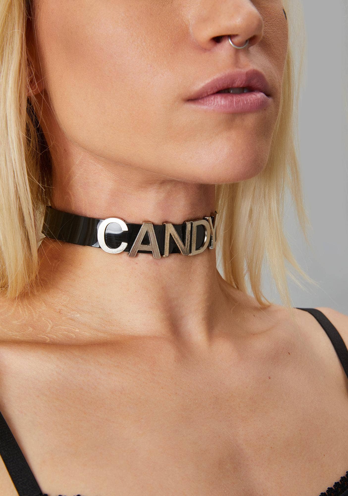 Funk Plus - Leren naam choker - Zwart
