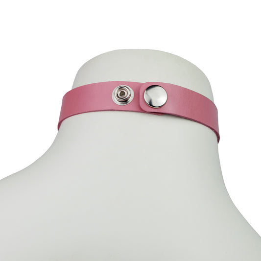 Studio Moonbow - Leather choker with ring - Pink