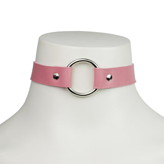 Studio Moonbow - Leather choker with ring - Pink