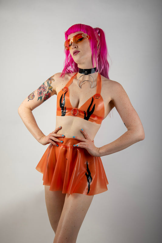 Liquid Disco Latex - Cherry skirt tribal - Rood