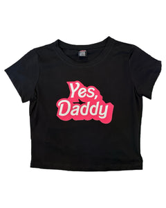 Cherry Kitten - Yes Daddy Cropped Tee - Available in black and white