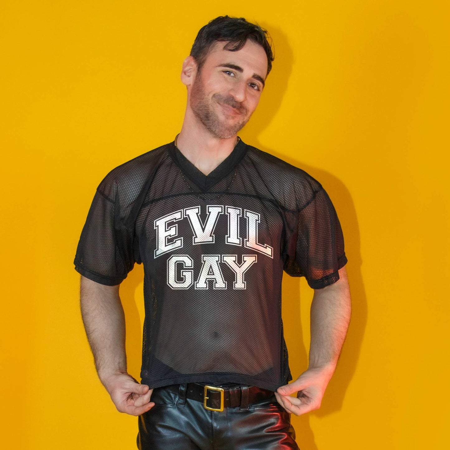 Peachy Kings - "EVIL GAY" Mesh Football Jersey - Zwart en wit