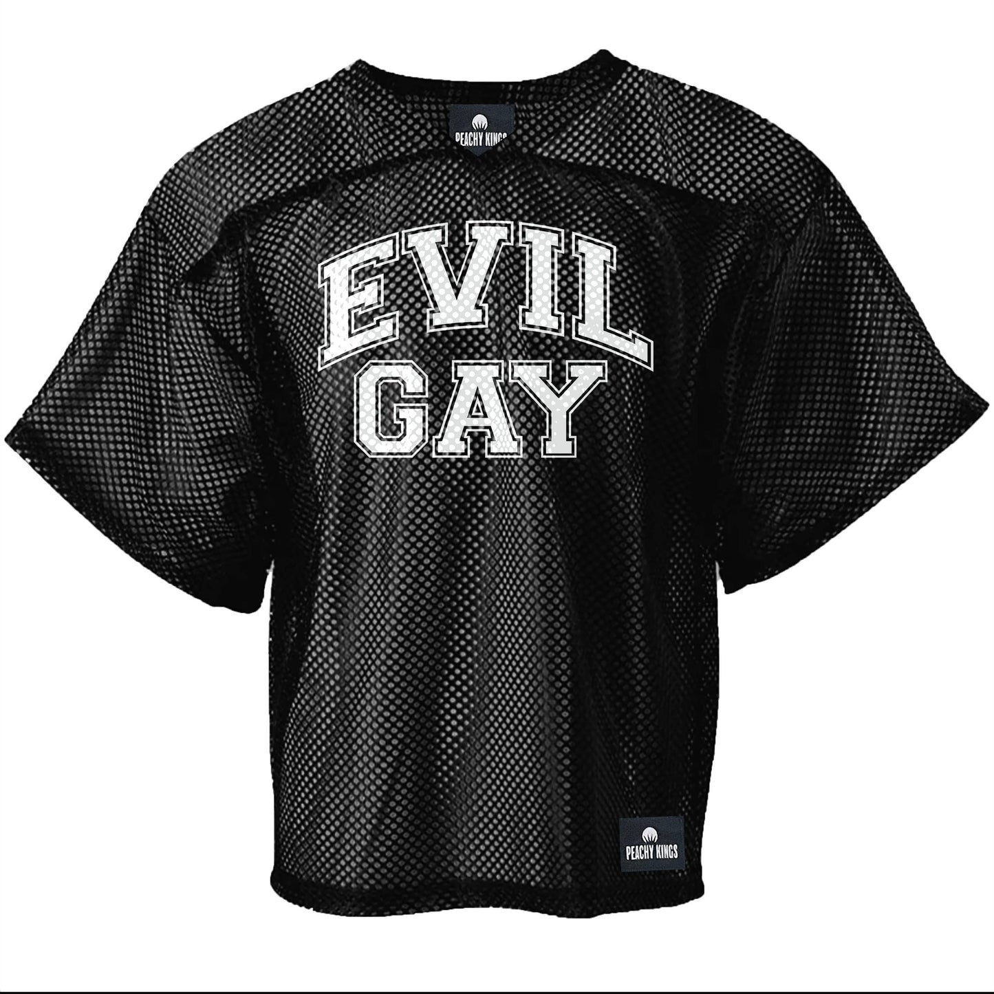 Peachy Kings - "EVIL GAY" Mesh Football Jersey - Zwart en wit