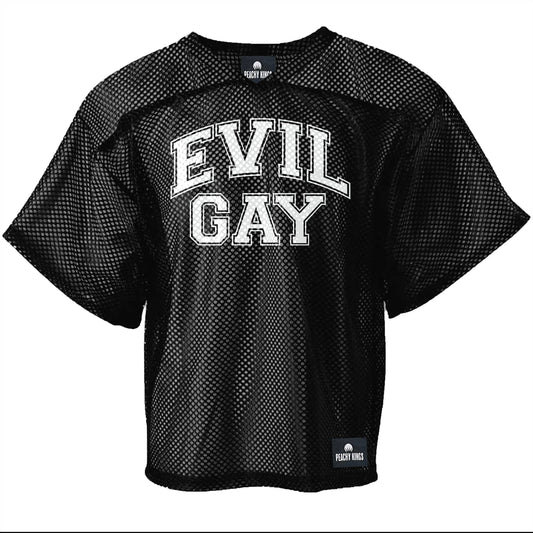 Peachy Kings - "EVIL GAY" Mesh Football Jersey - Zwart en wit