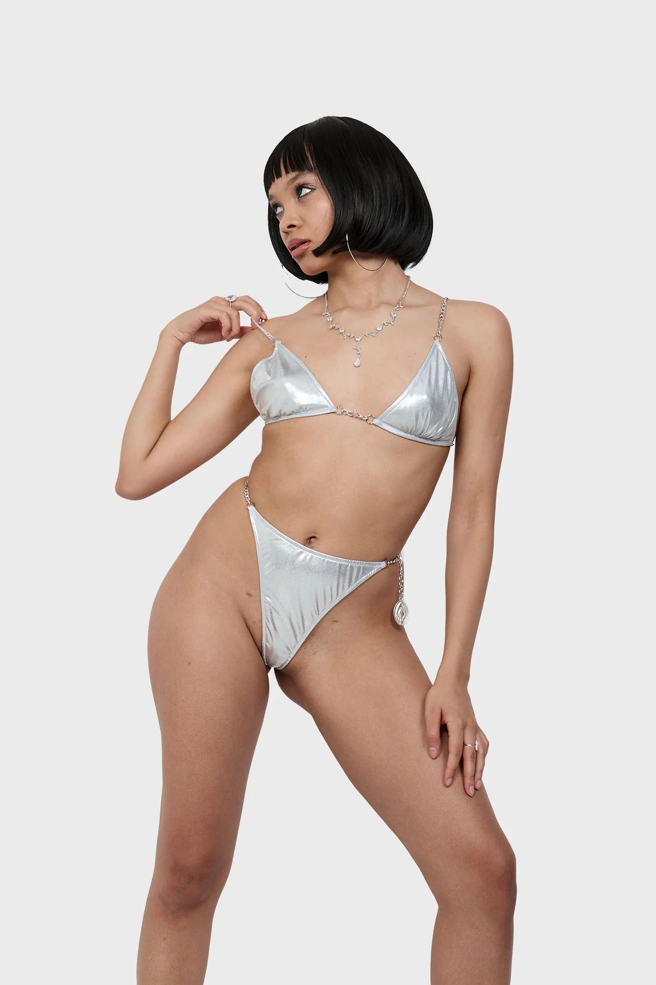 zilveren bikini met chains