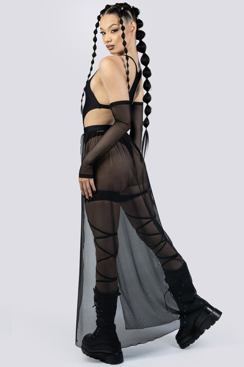 Black Sheer Maxi Skirt Festival Clothing