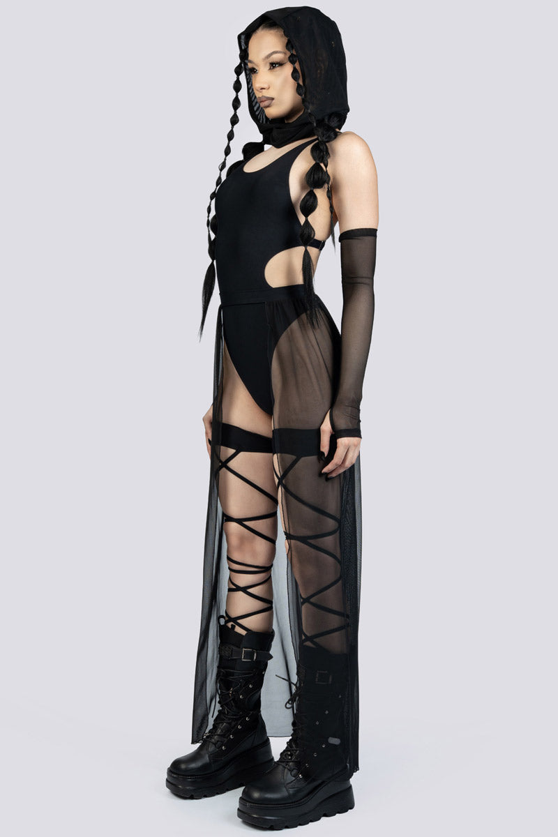 Black Sheer Maxi Skirt Festival Wear