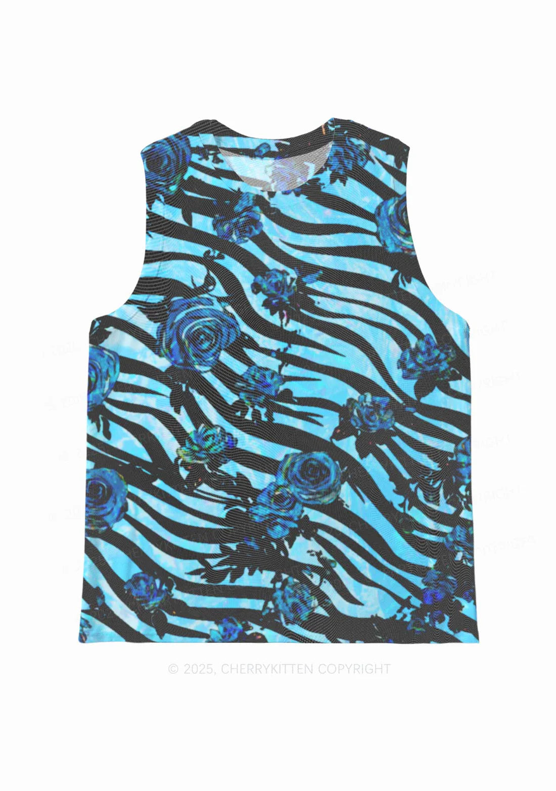 Cherry Kitten - Rozen zebra mesh tank top - Blauw
