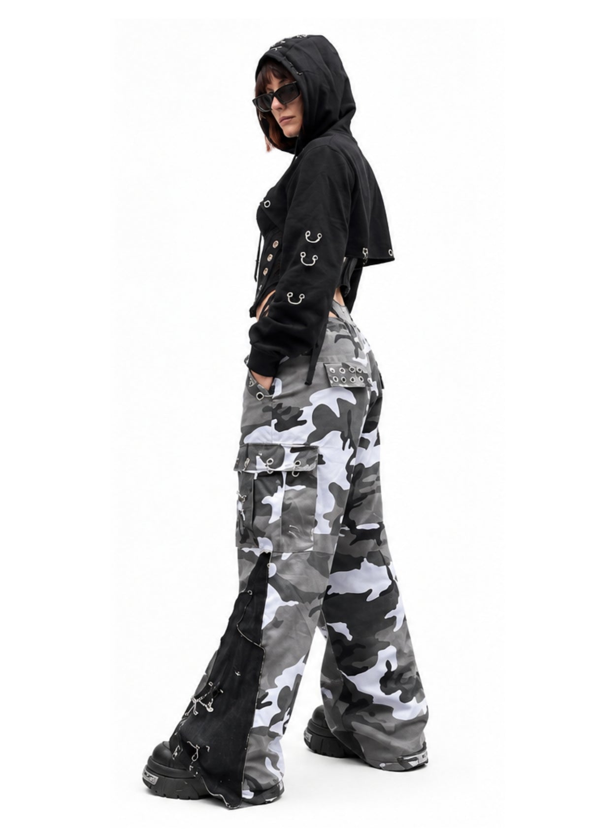 upcycled camouflage punk pants