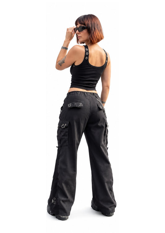 zwarte upcycled punk cargo pants