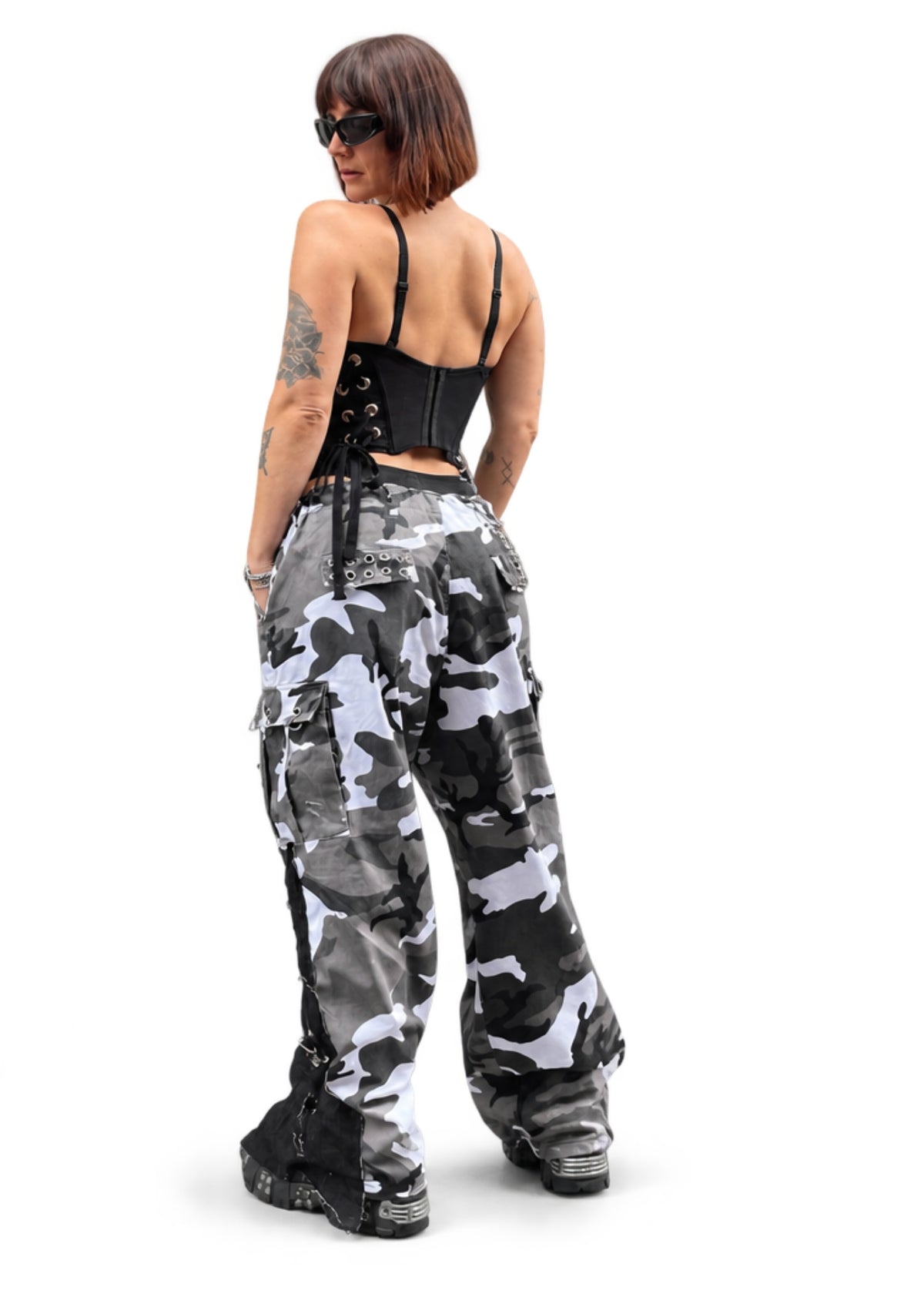 upcycled camouflage punk pants