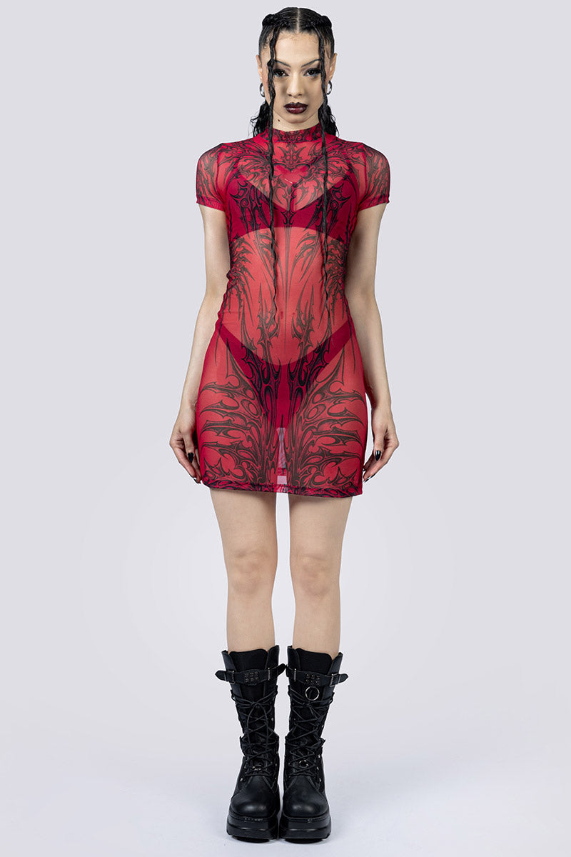 Devil Walking - Crimson Succubus jurk - Rood