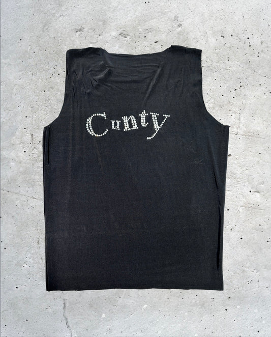 FAC SHOP - "Cunty Extra Top" - Strass tank top - Zwart